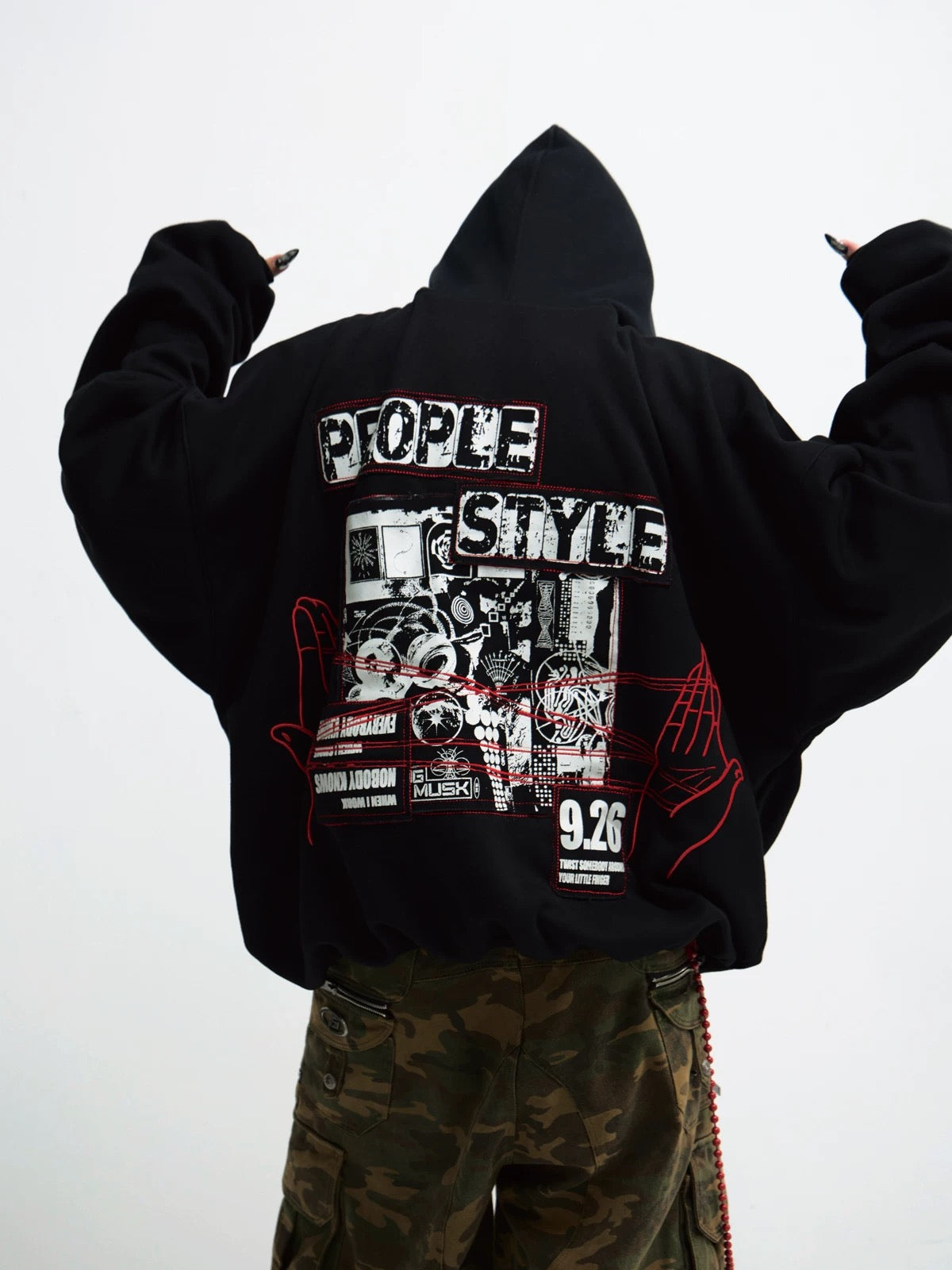 Personalized embroidered back designed hoodie