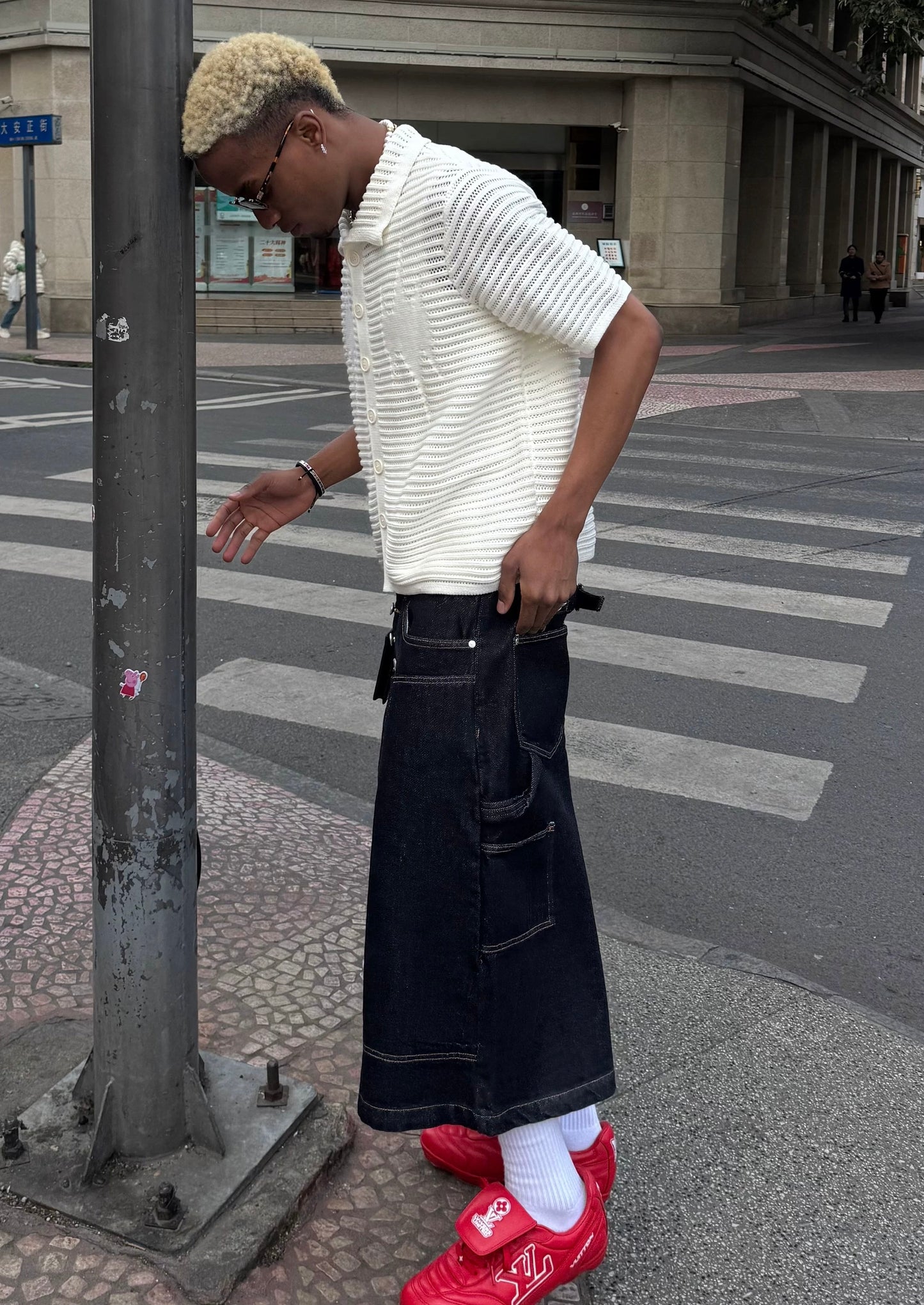Beach laurel wave knitted short sleeve shirt