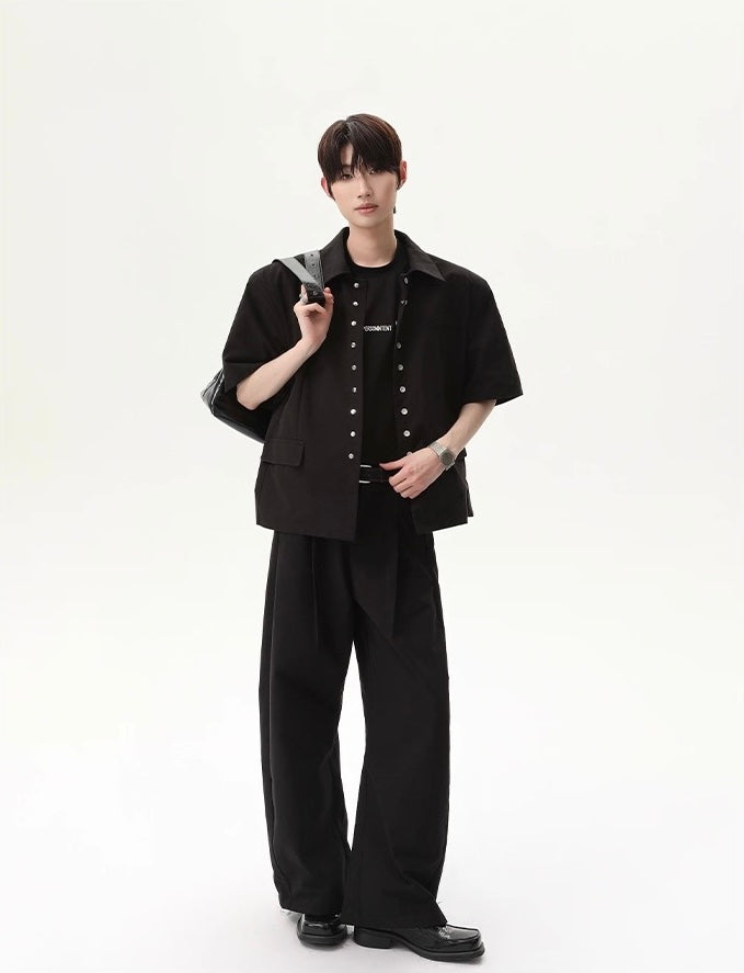 Minimalist premium slippery straight shaped pants