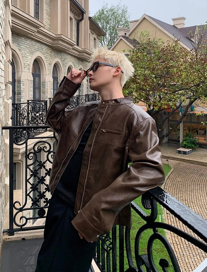 Edge classic rebel streetwear leather jacket