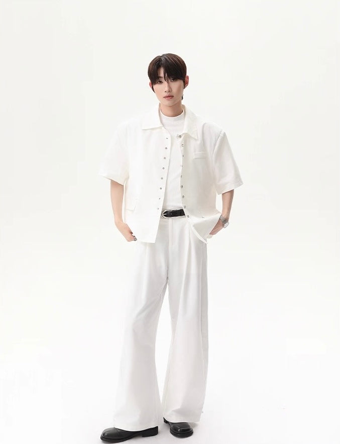 Minimalist premium slippery straight shaped pants
