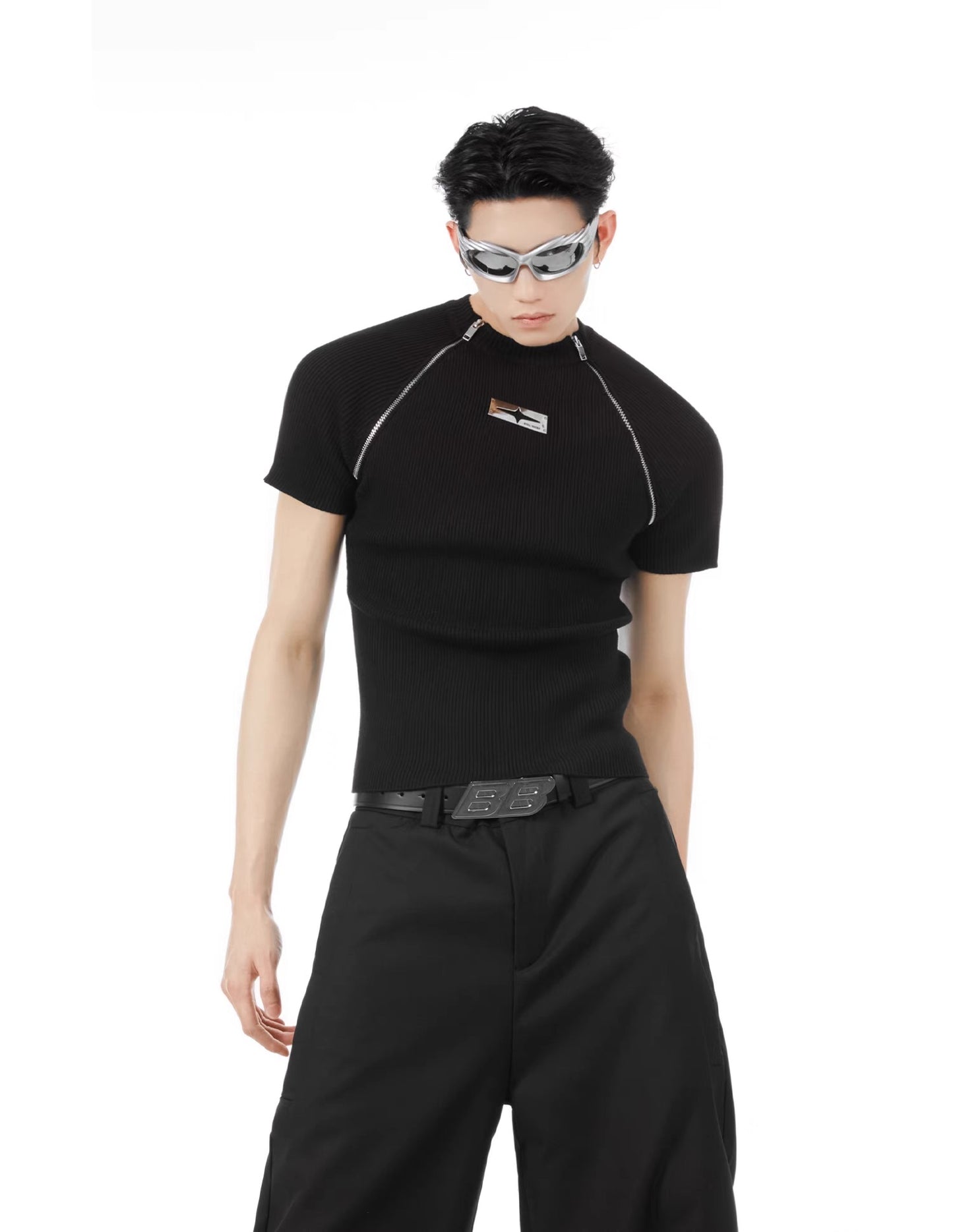 Genderless slim fit knit t-shirt