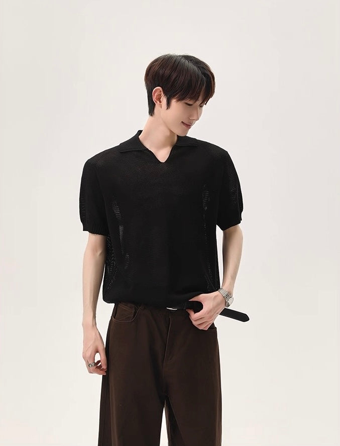 Radiance minimalist style knitted polo shirt