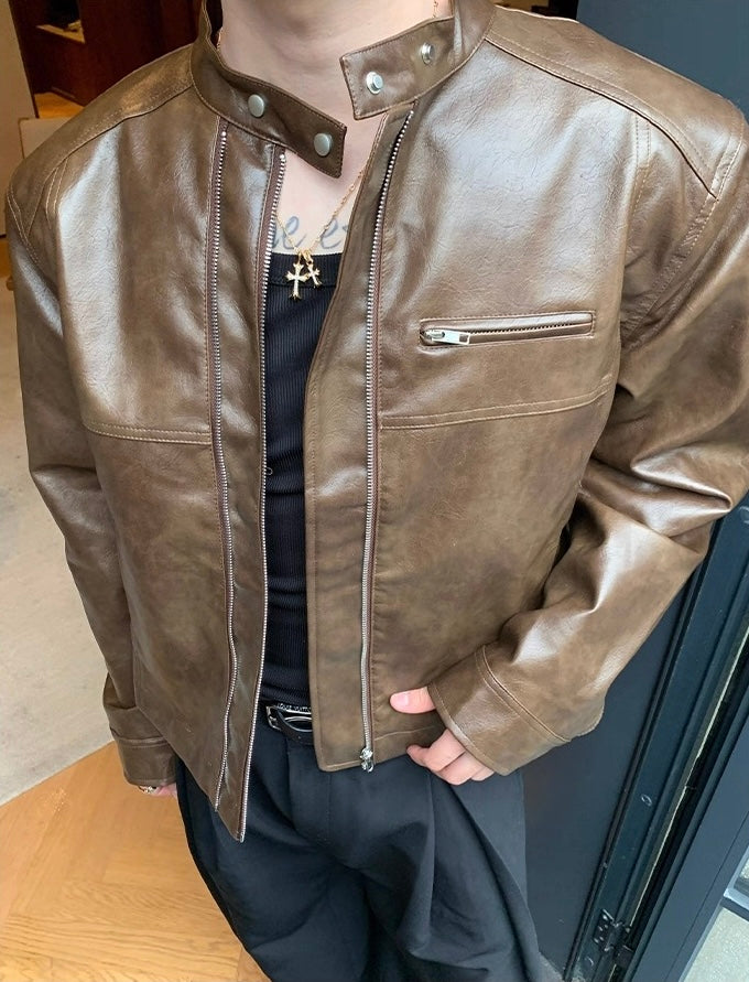 Edge classic rebel streetwear leather jacket