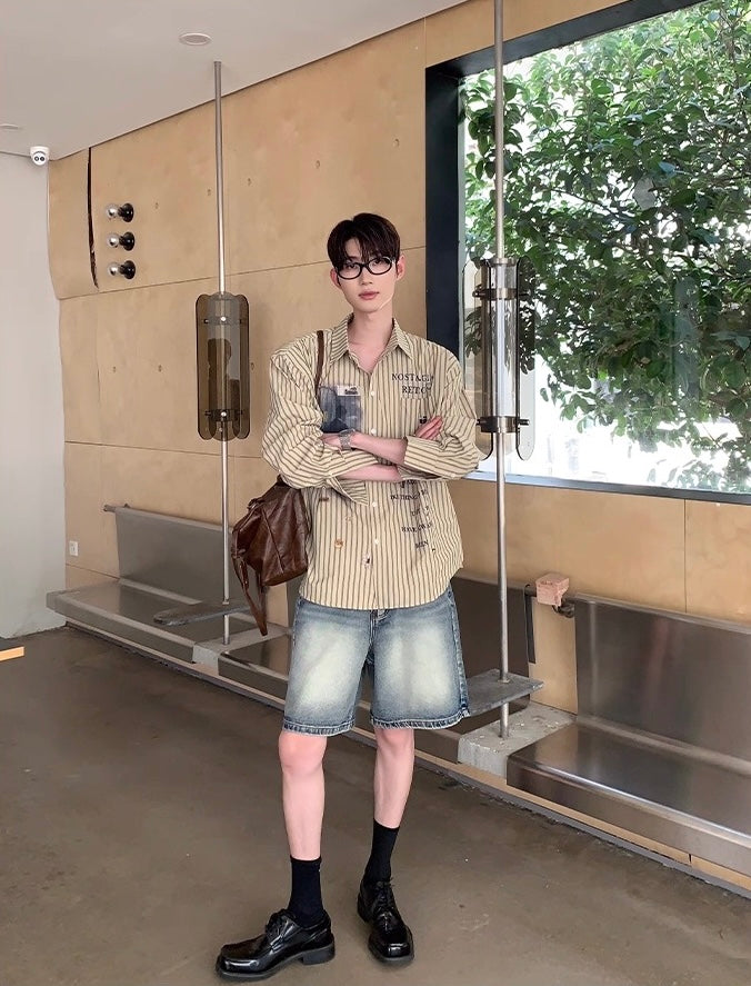 Korean vintage letter print loose luxe shirt