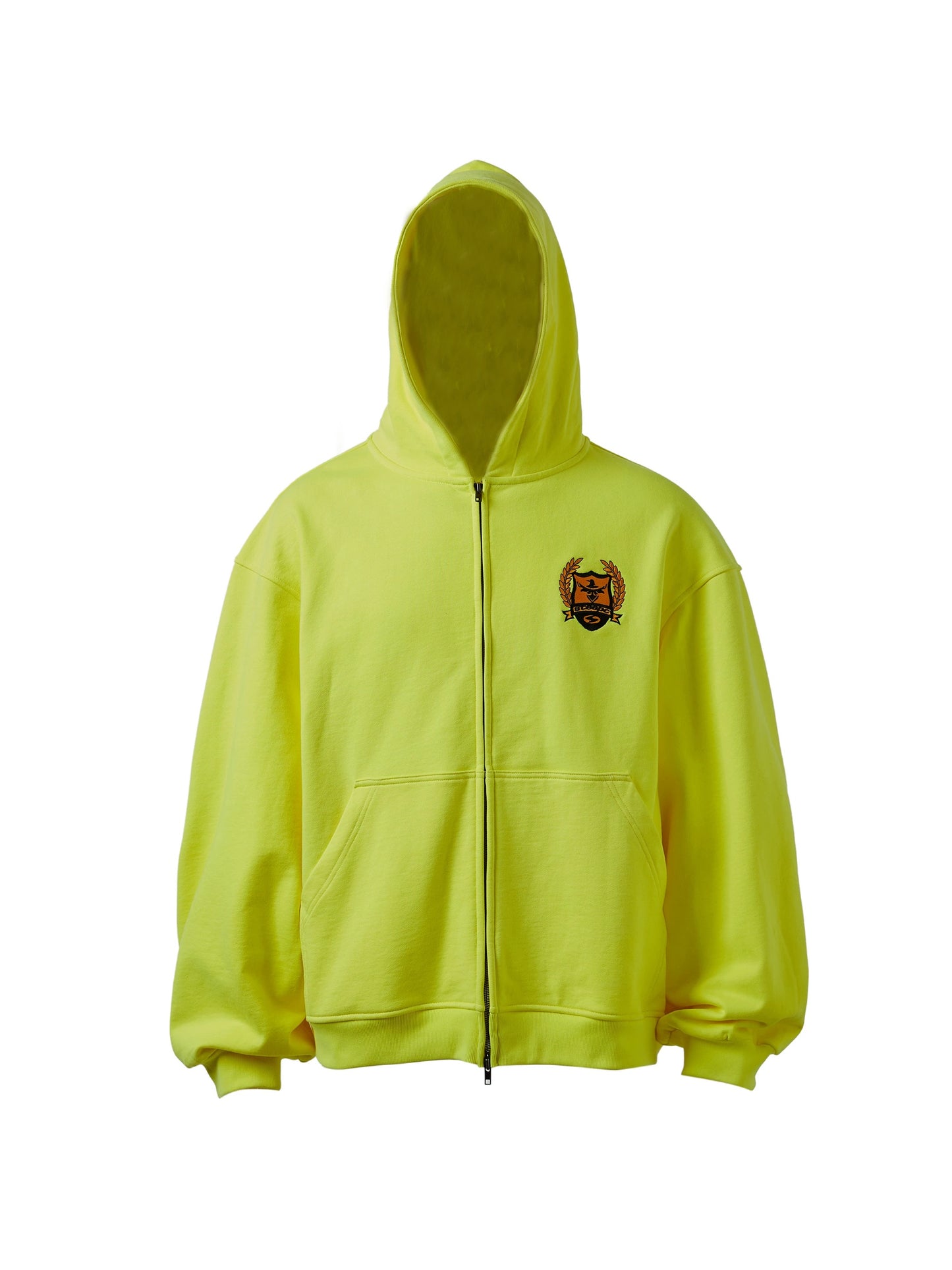 British decrypted sparkling fluorescent yellow zip hoodie