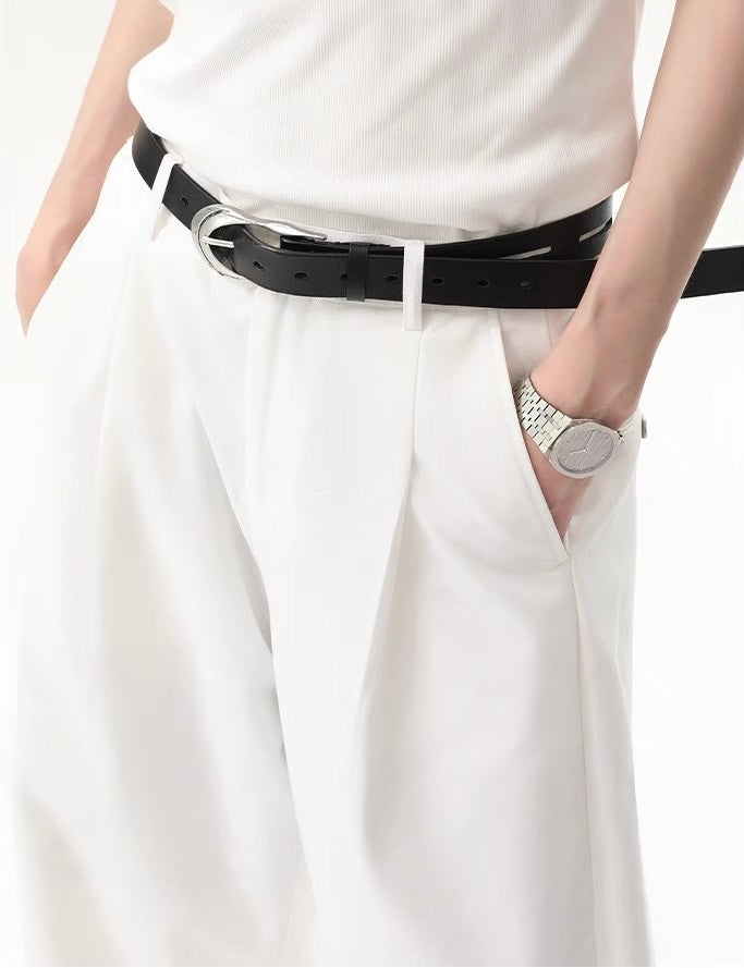 Minimalist premium slippery straight shaped pants