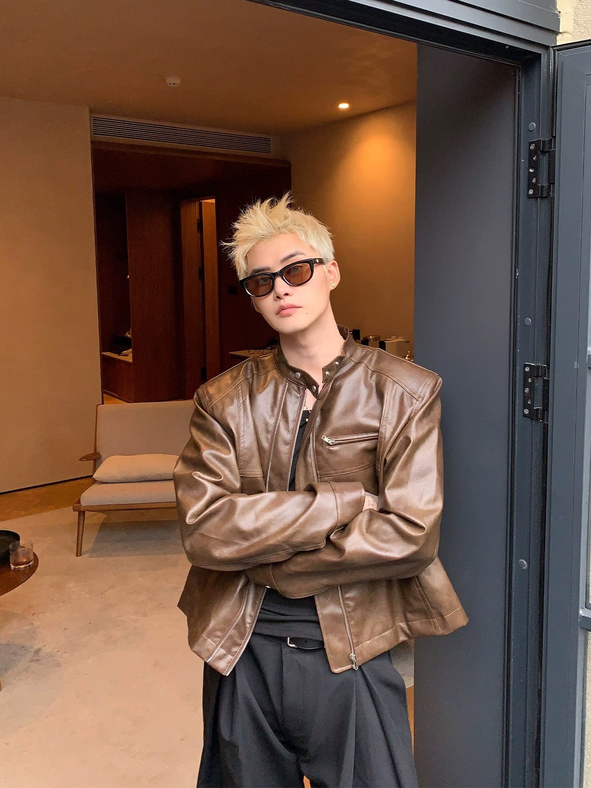 Edge classic rebel streetwear leather jacket
