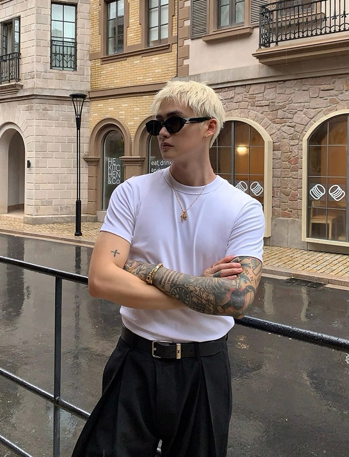 Korean cleanfit slim fit bottom t-shirt