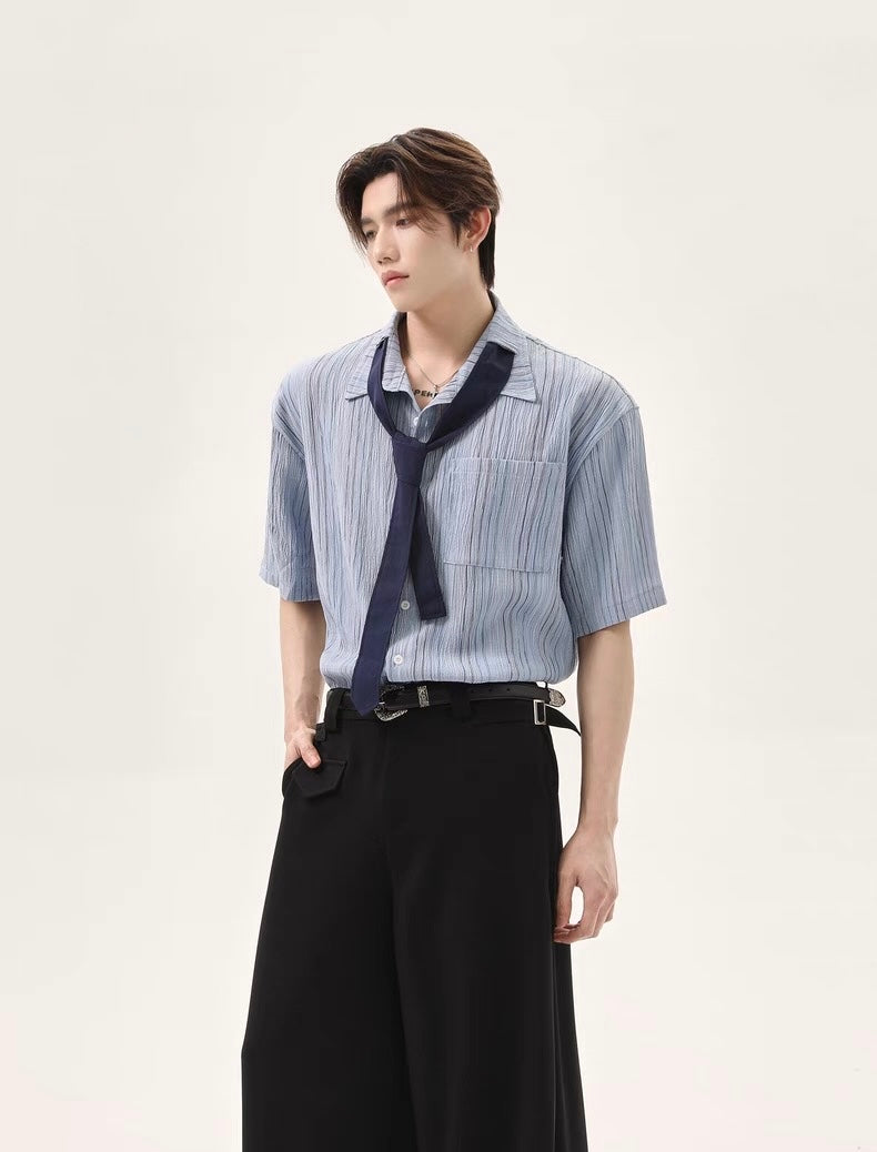 Color coded striped design tie shirt