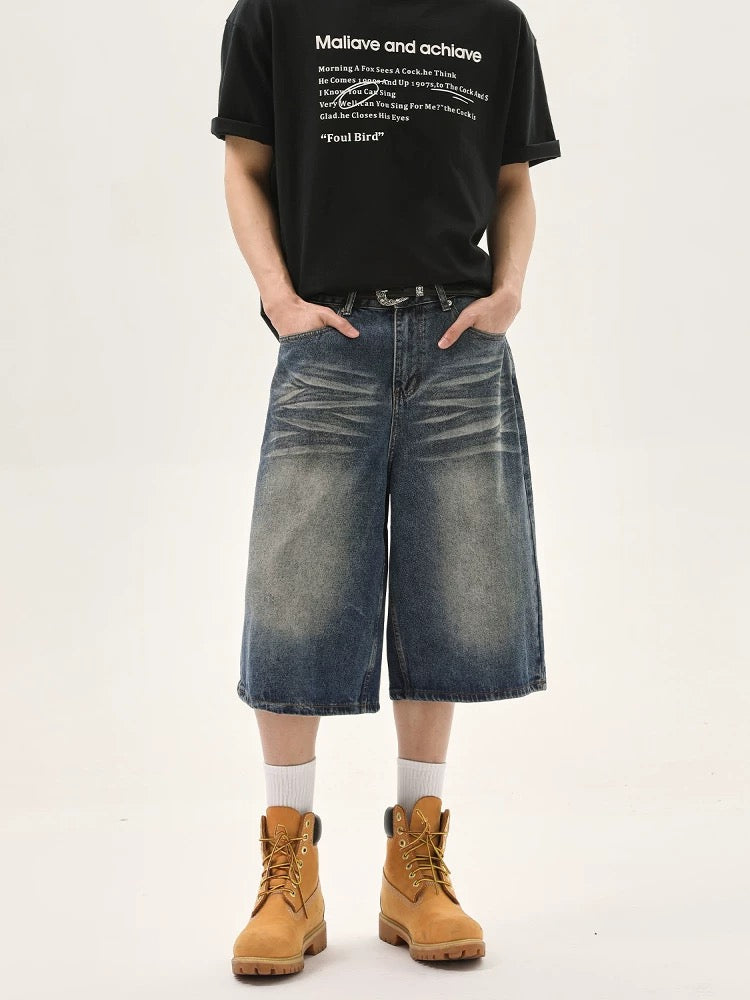 Vintage washed casual denim short pants