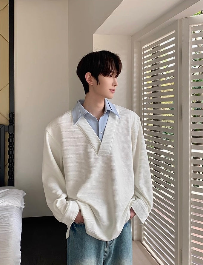 Seoul noir layered collar knit shirt