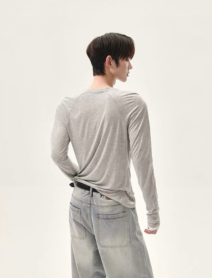 Korean style lazy multi breasted v-neck long sleeve shirt
