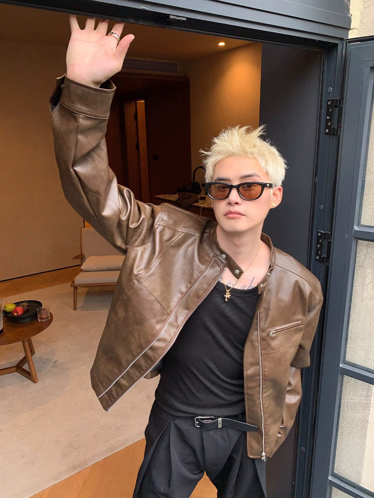 Edge classic rebel streetwear leather jacket