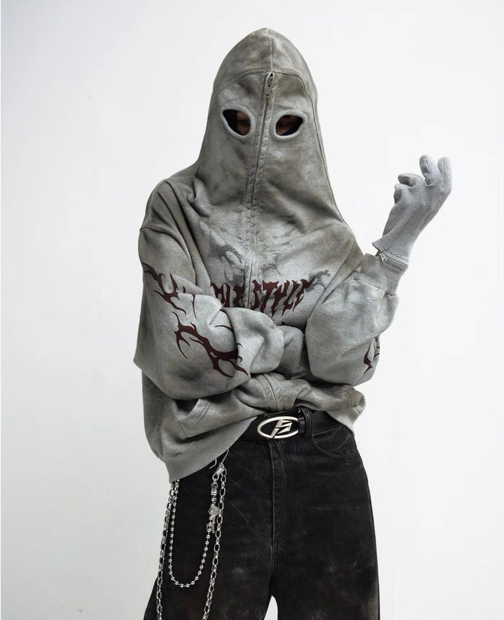 Dirty mask removable gloves hoodie