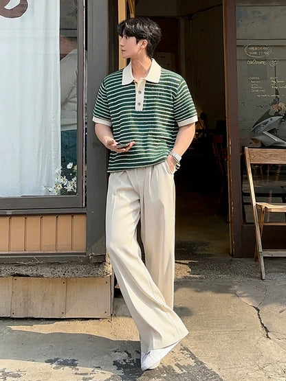 MRCYC color stripe knit short sleeve polo shirt