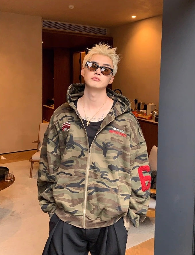 Savage urban camouflage street oversized zip hoodie