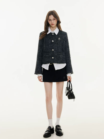 Elegant textured tweed classic jacket