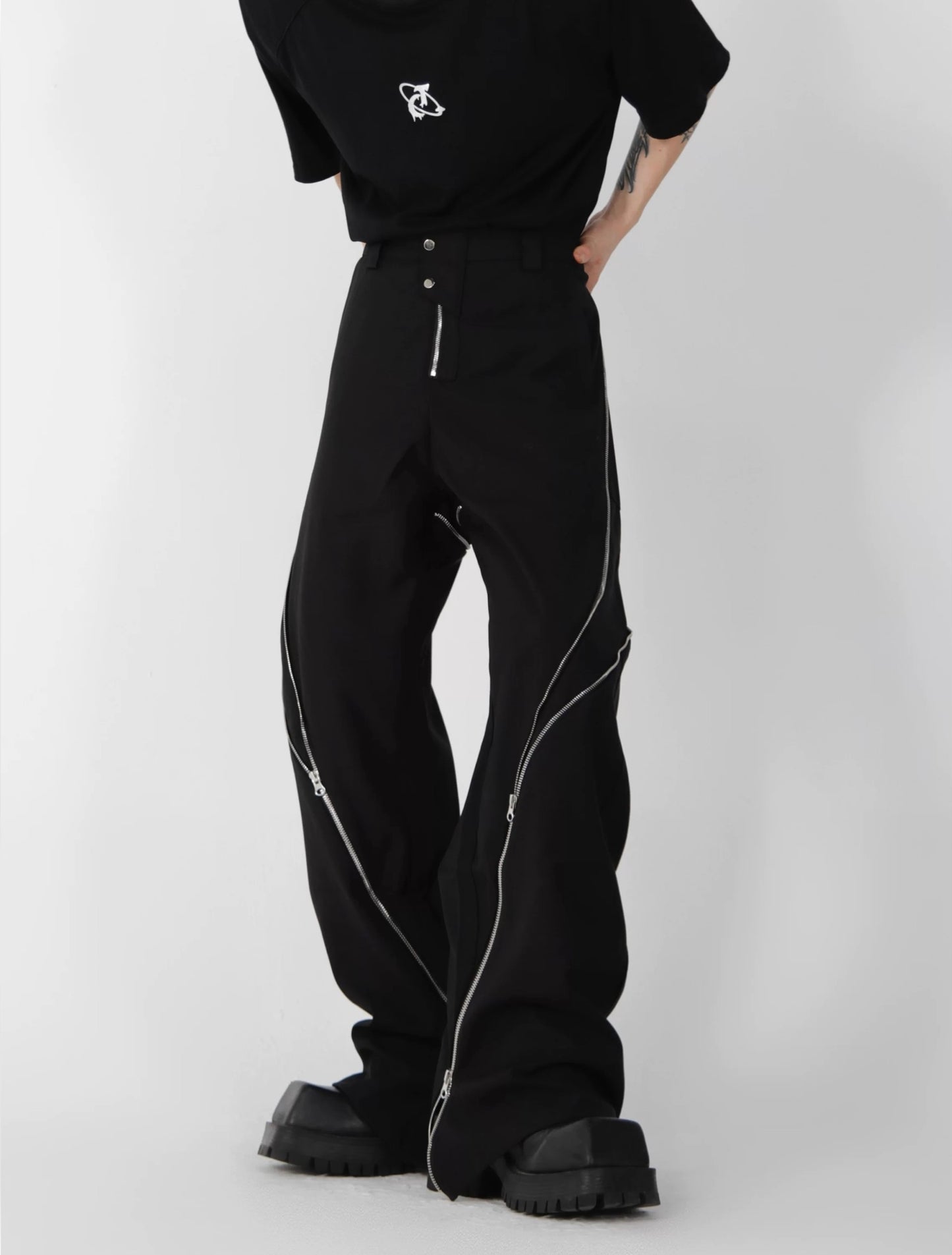 Zipper pull out straight pants