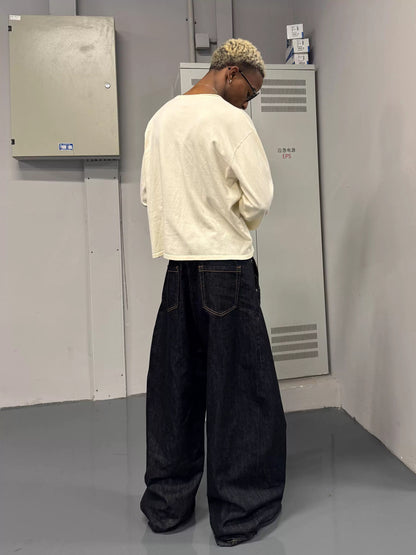Hidden magnetic buckles curved blade cow jeans