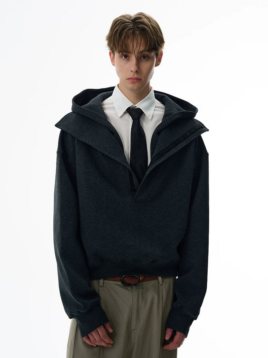Urban monolith double collar hoodie
