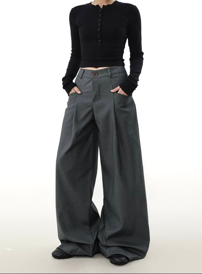 High end pleated wide pants