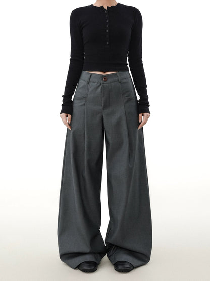 High end pleated wide pants