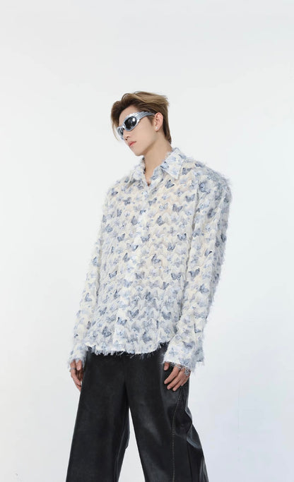 Butterfly fringe long sleeve shirt