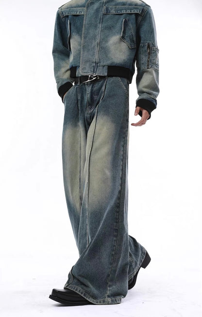 Stitched denim setup pants