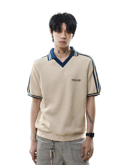 Relaxed college style collar polo shirt