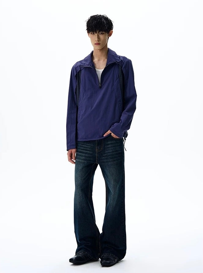 Technical shell layered geometric lines jacket