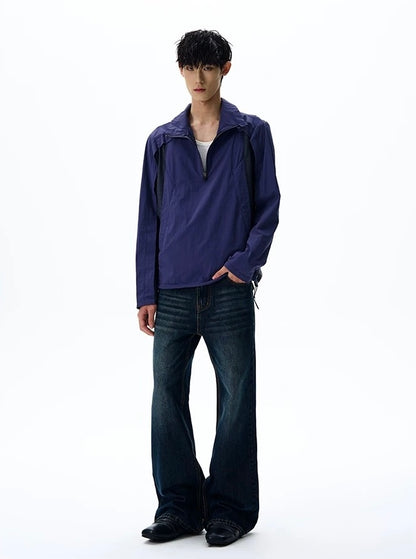 Technical shell layered geometric lines jacket