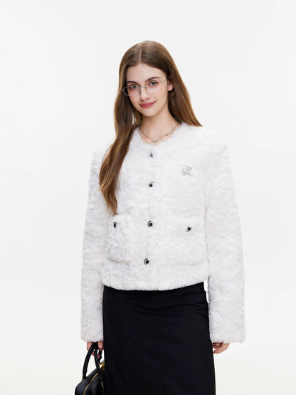 Ethereal snow white fur jacket