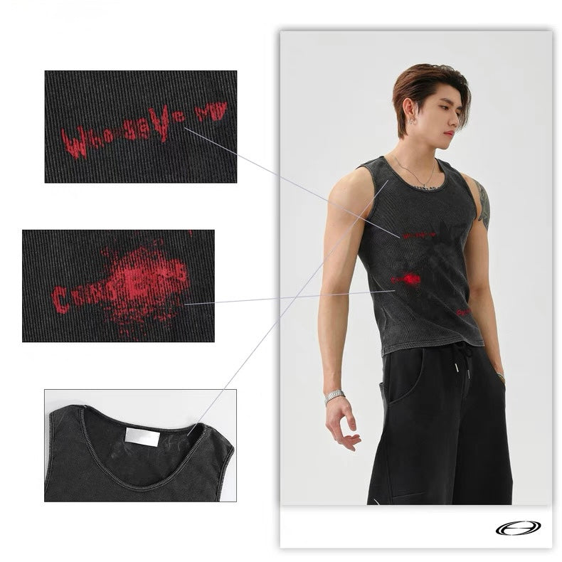 Letter graffiti fitted tank top