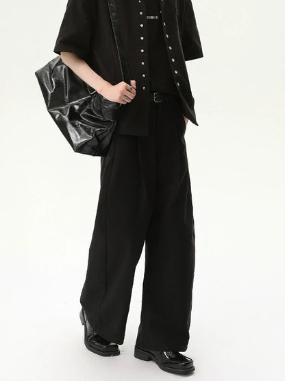 Minimalist premium slippery straight shaped pants