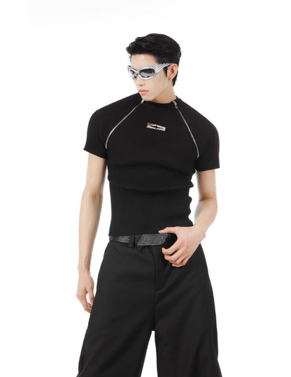Genderless slim fit knit t-shirt