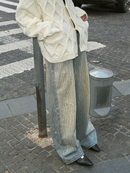 Radiant sparkle skyline wide leg denim pants