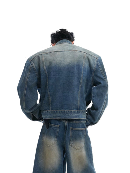 Sparkling diamond pad denim setup jacket