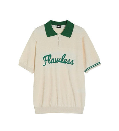 Flawless retro summer knit polo shirt