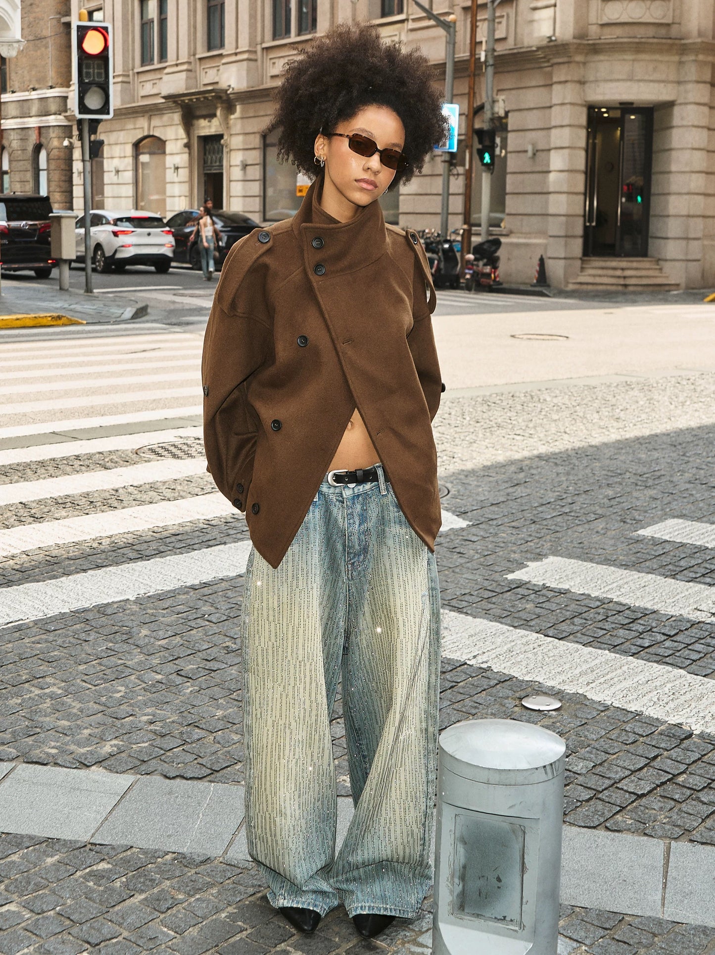 Radiant sparkle skyline wide leg denim pants