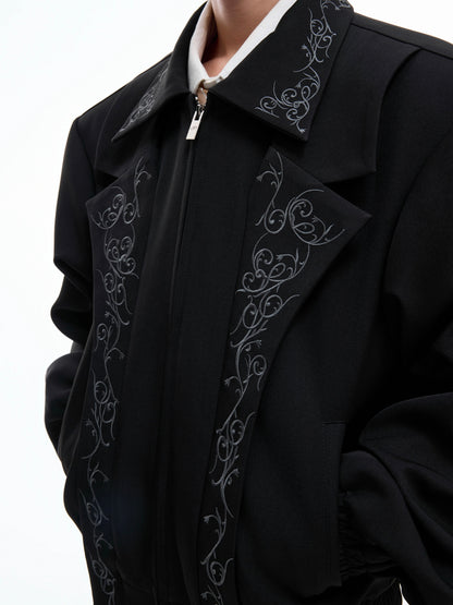 Phantom elegance embroidered black jacket