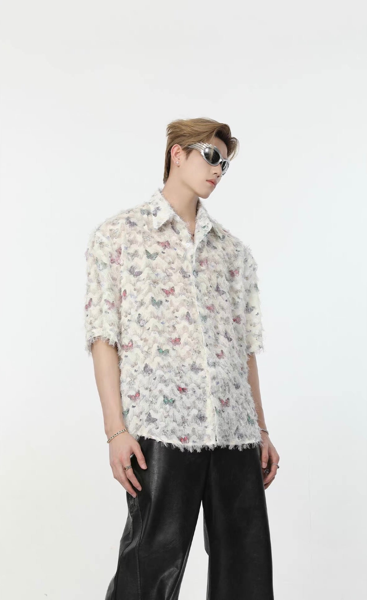 Butterfly fringe short sleeve shirt