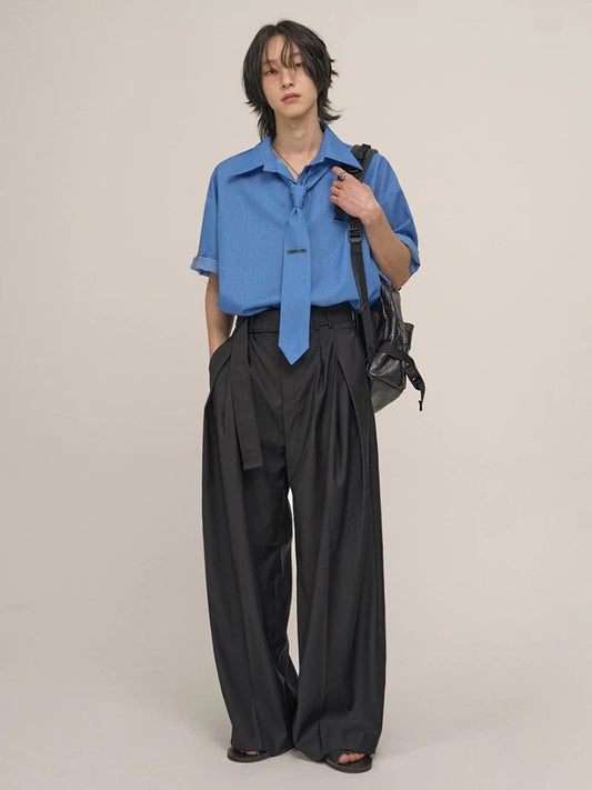 Shadow gravity wide leg pleated pants