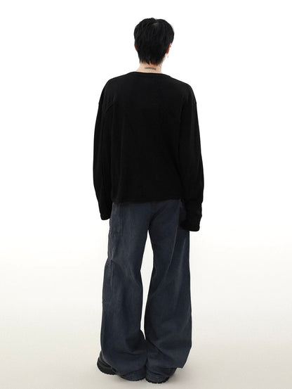 Strap knit long-sleeve t-shirt