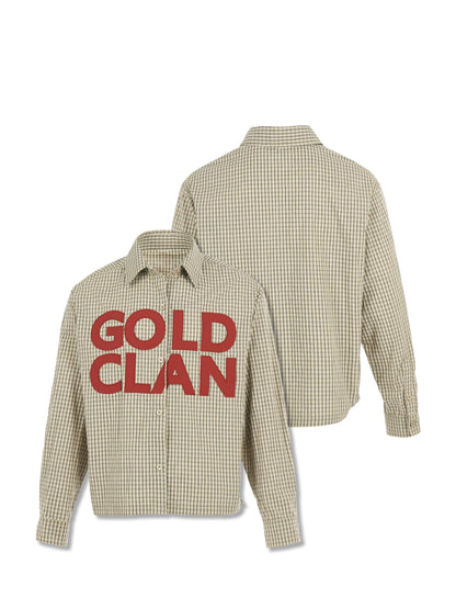 Legendary gold clan heritage plaid icon statement shirt