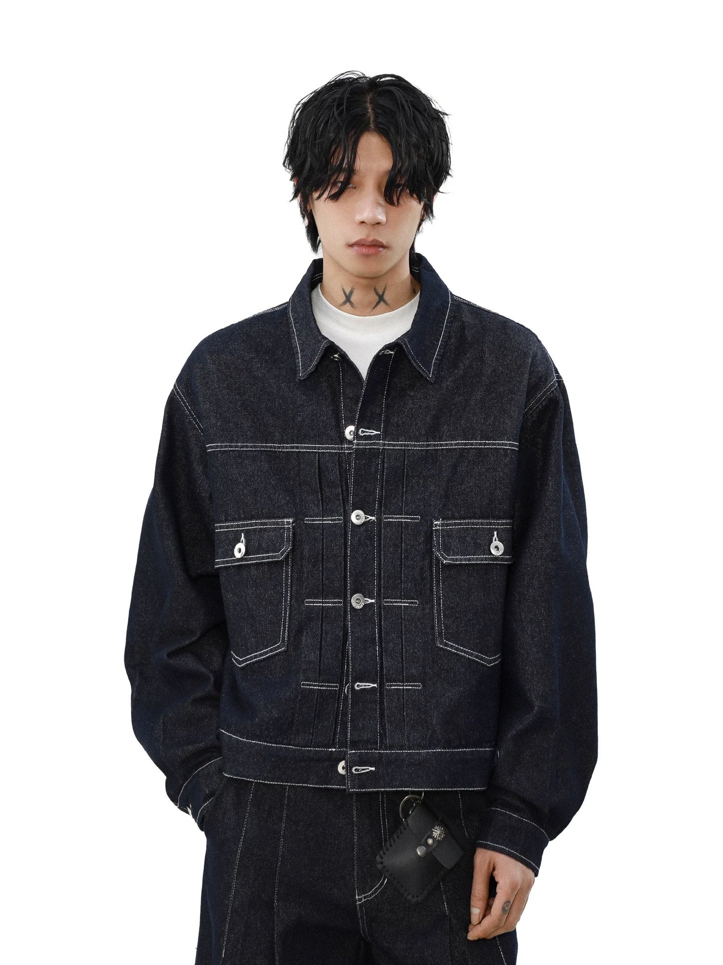 Washed original color denim jacket