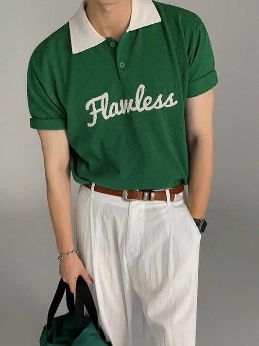 Flawless retro summer knit polo shirt