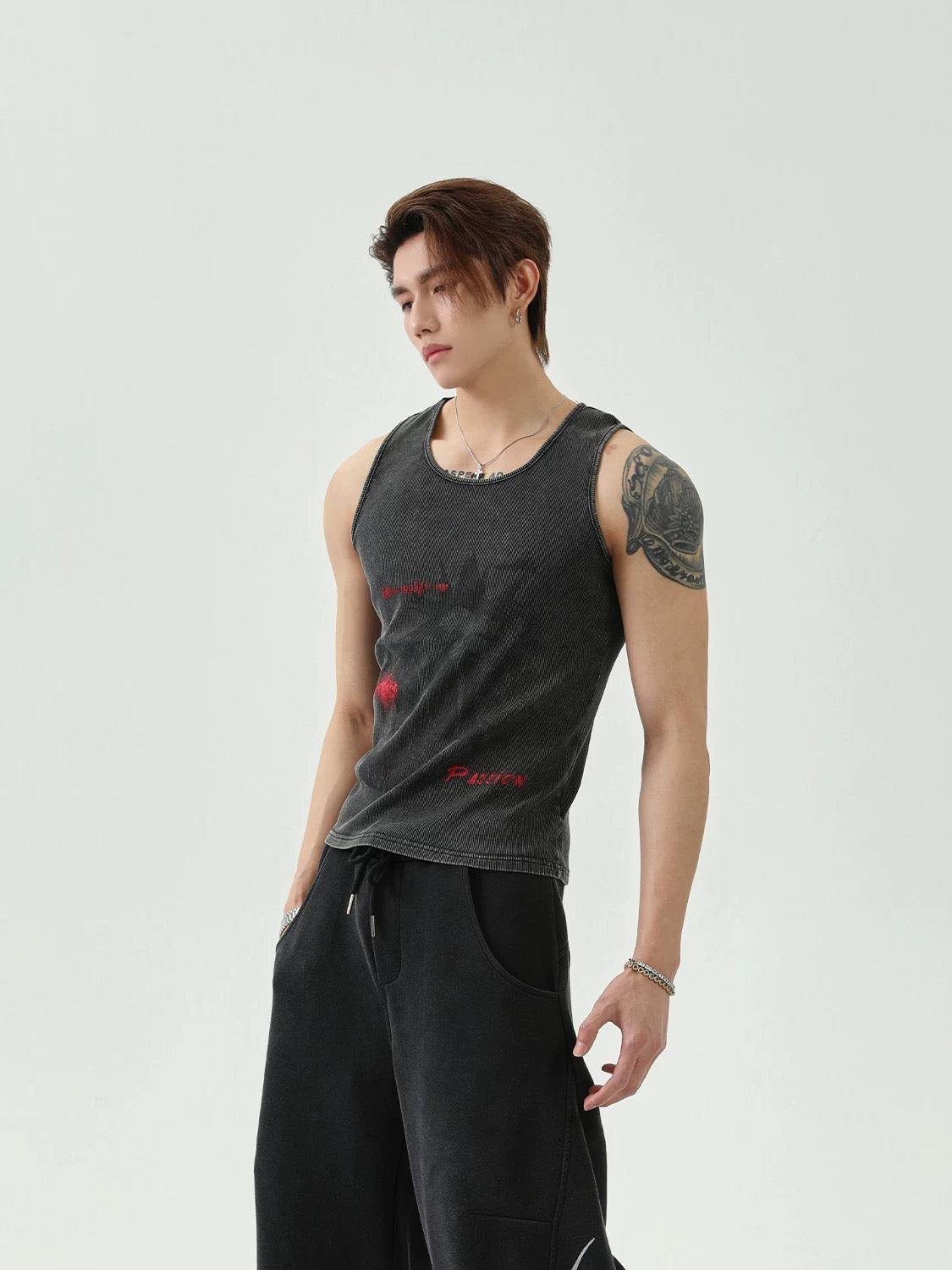 Letter graffiti fitted tank top