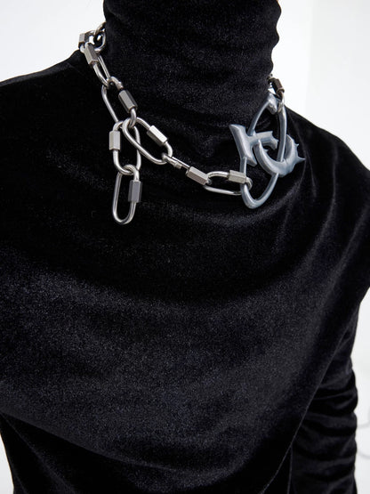 Heavy metal chain punk matte finish necklace