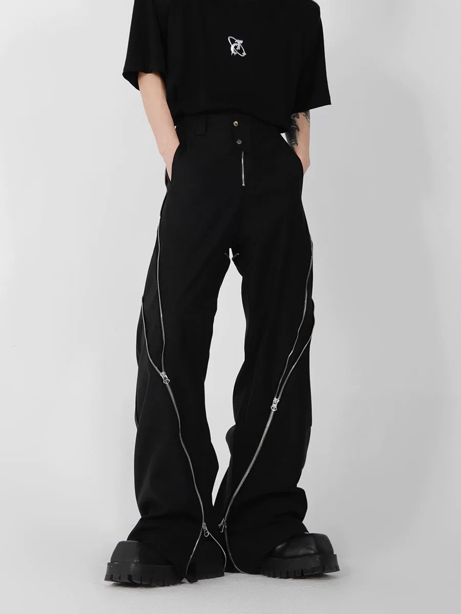 Zipper pull out straight pants